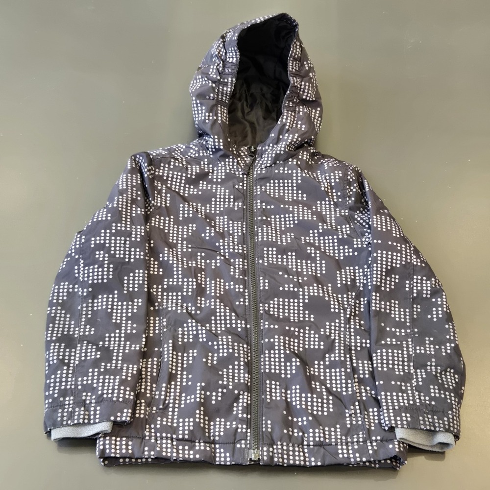 Winter Jacket M 5-6 Kids Unisex Lands' End Black Hooded Full Zip Lined Outdoor